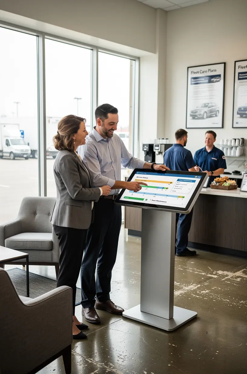 Techniker tauschen Verschleißteile an einem Transporter im professionellen Wartungsbetrieb aus.